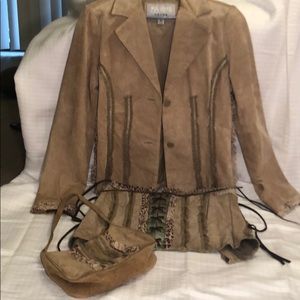 3 piece Wilson’s suede jacket, corset, and purse